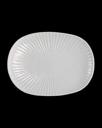 久野靖史　しのぎ楕円皿（白・22cm）
