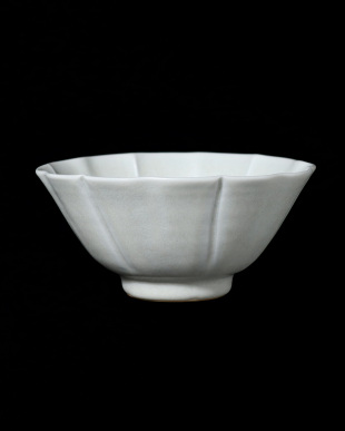 土井善男　緑白釉4.5寸輪花鉢