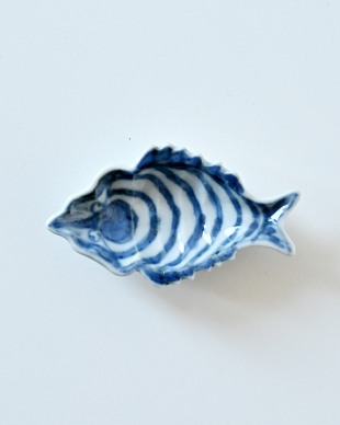 新道工房　染付海老形粒向