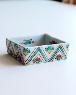 新道工房　色絵桃木図角向付