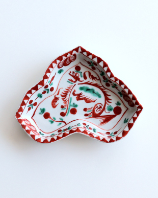 新道工房　呉須赤絵麒麟文三つ葉形向付