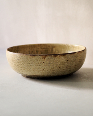 馬渡新平　ヒビ粉引き8寸丸鉢