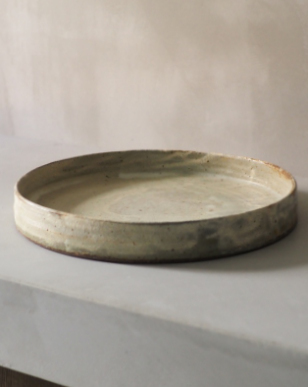 馬渡新平　白ヒビ粉引き平鉢（32cm）A