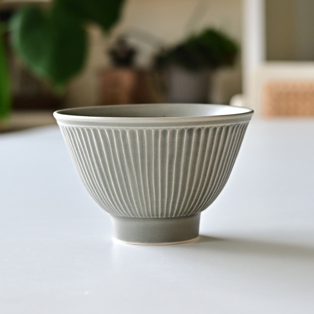 阿部春弥・みか　グレーしのぎ飯碗（大）