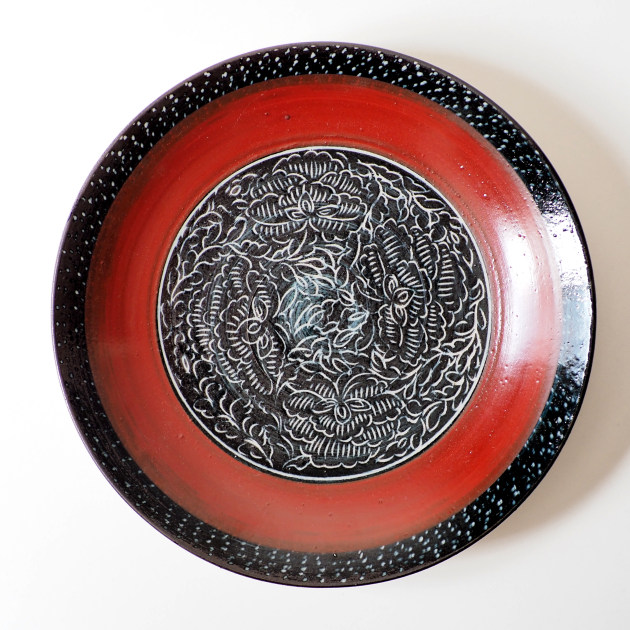沼田智也　茲赤文9寸皿　