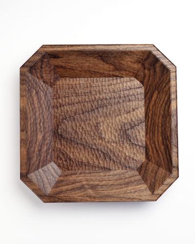 名古路英介　隅切盛器 9.6寸（ウォルナット）