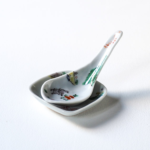 新道工房　色絵走馬図蓮華セット