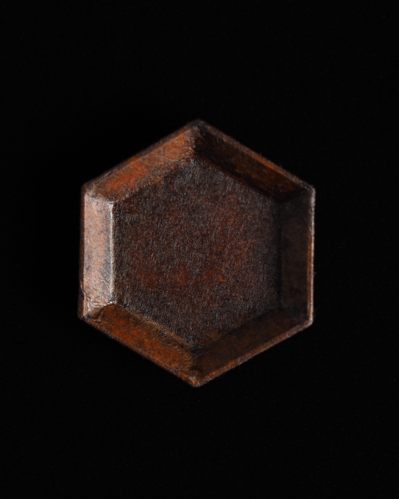 蝶野秀紀　和紙貼六角豆皿S（茶）