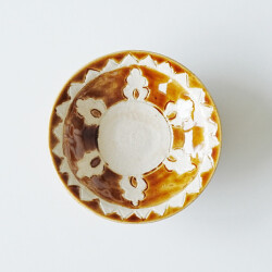 新道工房　褐白釉蓮弁文3.5寸鉢