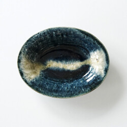 松村英治　オーバル中鉢（青流し）