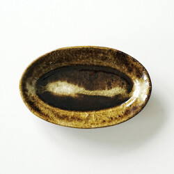 松村英治　オーバル小皿（茶）