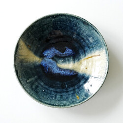 松村英治　パスタ皿（青流し）