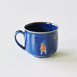 廣政毅　ルリ貼花熊文マグカップ