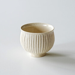 江口智己　わら灰釉鎬湯呑み