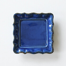 廣政毅　ルリフラワーレリーフ皿