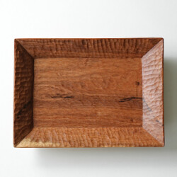 村上圭一　角彫込皿（クルミ 315*230*ｈ35）