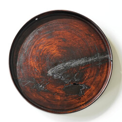 村上圭一　漆挽目盆（サクラφ330*ｈ28）