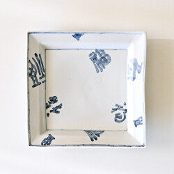 豊増一雄　福字5寸角皿