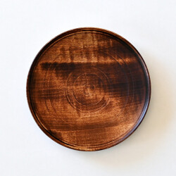 蝶野秀紀　挽きたてリムプレート（茶・栃ガラスコート）Φ5.5