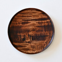 蝶野秀紀　挽きたてリムプレート（茶・栃ガラスコート）Φ7.0