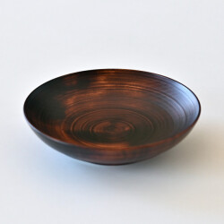 蝶野秀紀　挽きたて浅鉢（茶・栃すり漆）Φ5.0