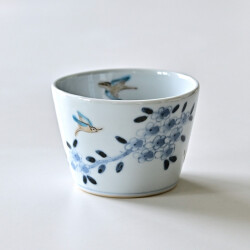 清水なお子　草花に鳥フリーカップ