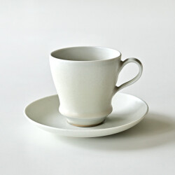 土井善男　緑白釉デミタスカップ＆ソーサー