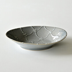 土井善男　薄墨よろけ繋ぎ文楕円鉢