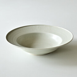 土井善男　緑白釉8寸リム鉢