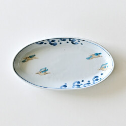 清水なお子　波に千鳥文楕円皿