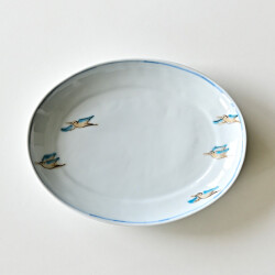 清水なお子　千鳥文楕円皿