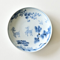 清水なお子　遊鹿文5寸皿