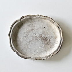 渡辺信史　炭化綾花オーバルディッシュ（炭白・小）