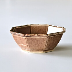 渡辺信史　綾花八角鉢（胡桃釉）