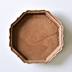 渡辺信史　綾花八角皿（胡桃釉）