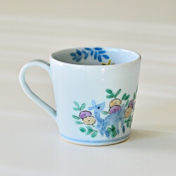 清水なお子　草花に鹿マグ