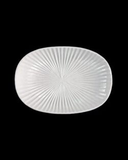 久野靖史　しのぎ楕円皿（白・16cm）