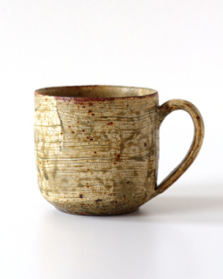 馬渡新平　刷毛目黄マグカップ（大）