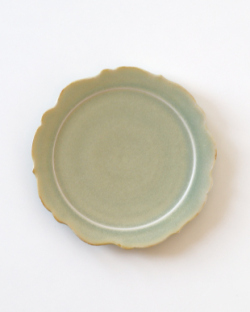 杉原万理江　稜花5寸平皿（セージ）
