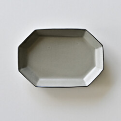 阿部春弥・みか　グレー八角長方皿