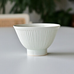 阿部春弥・みか 白磁しのぎ飯碗(大）