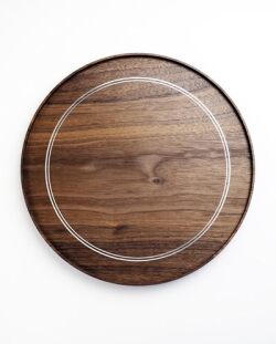 名古路英介　錫線象嵌シャーレ両面盆 1.02尺（ウォルナット）