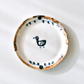 田屋道子　丸パン皿S（水鳥）