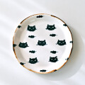 田屋道子　丸パン皿L（クロネコ）