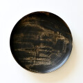 蝶野秀紀　挽きたてリムプレート（黒・栃ガラスコート）Φ7.0