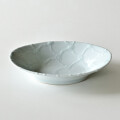 土井善男　白磁よろけ繋ぎ文楕円鉢