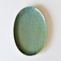 及川静香　緑釉オーバル皿（L）