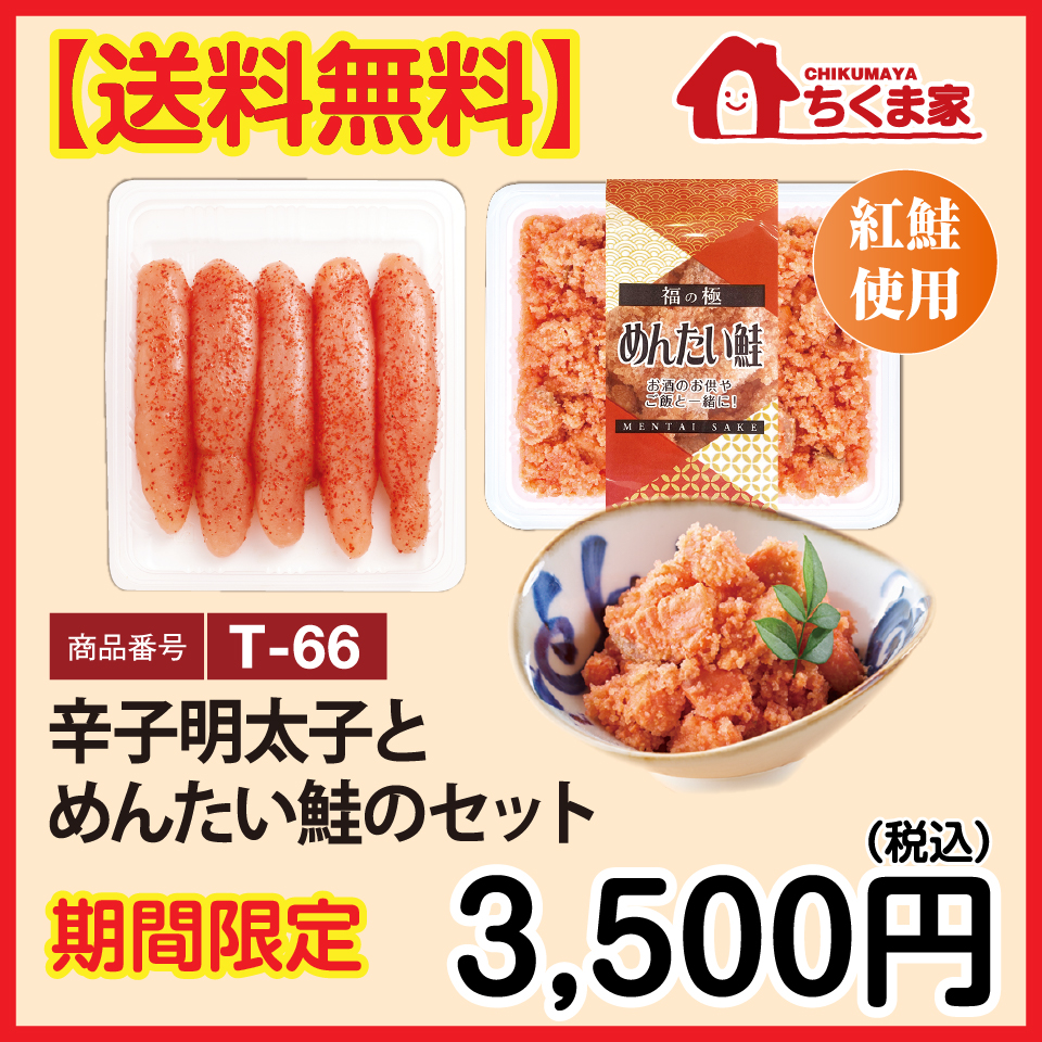 T-66 【送料無料】辛子明太子とめんたい鮭のセット