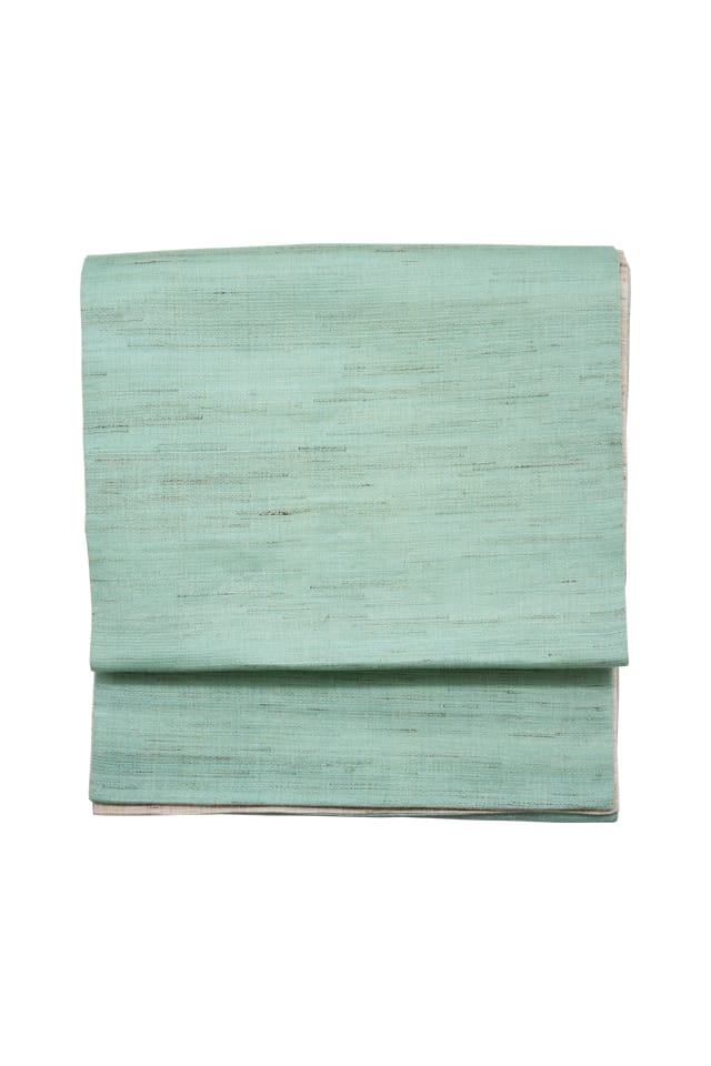 【麻八寸帯】 ミント×生成