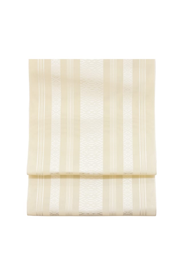 【博多：紗八寸献上帯】 白　三献